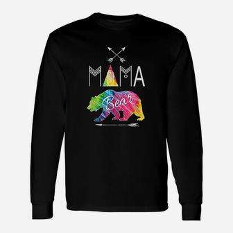 Mama Bear Tie Dye Matching Vacation And Camping Cool Long Sleeve T-Shirt - Seseable