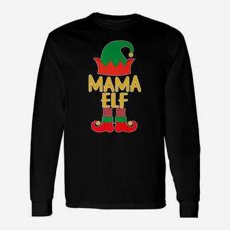 Mama Elf Christmas Dads Moms Matching Tee Long Sleeve T-Shirt - Seseable