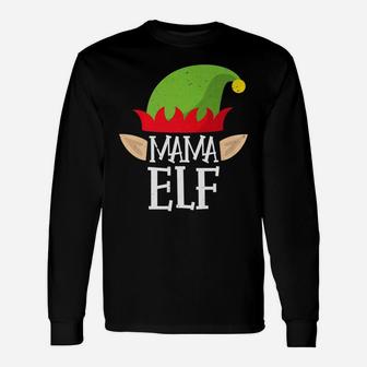 Mama Elf Christmas Matching Pajamas Elves Tee Long Sleeve T-Shirt
