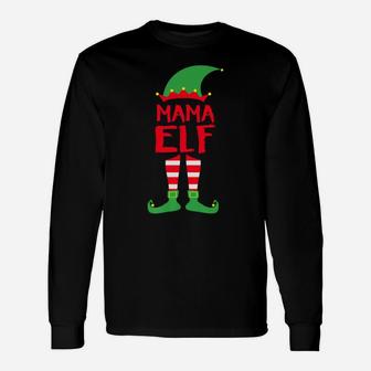 Mama Elf Christmas Matching Pajamas Long Sleeve T-Shirt - Seseable