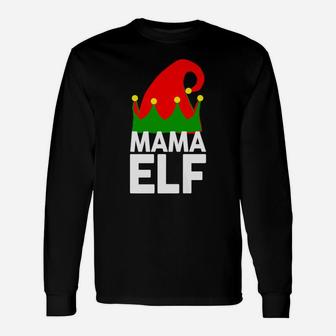 Mama Elf Christmas Santa Christmas Long Sleeve T-Shirt - Seseable