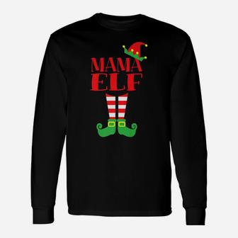 Mama Elf Christmas Season Dads Moms Matching Tee Long Sleeve T-Shirt - Seseable