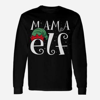 Mama Elf Moms Christmas Matching Long Sleeve T-Shirt - Seseable