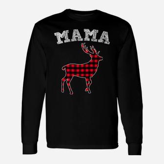Mama Reindeer Matching Group Christmas Pj Tee Long Sleeve T-Shirt - Seseable