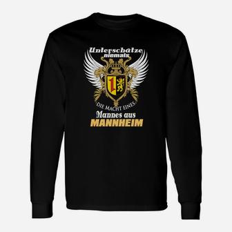 Mannheim Stolz Schwarzes Langarmshirts, Adler Löwen Wappen Tee - Seseable