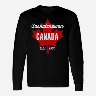 Maple Leaf Canada Flag Eh Saskatchewan Canada Souvenir Long Sleeve T-Shirt - Seseable