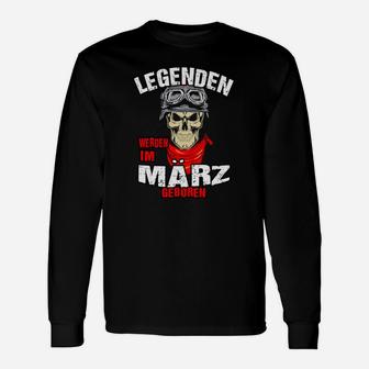 März Legenden Geburtstags-Langarmshirts, Totenkopf Design - Seseable