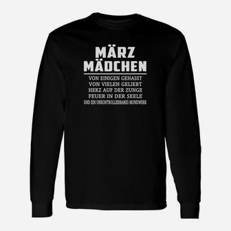 März Mädchen Geburtstag Langarmshirts, Herz & Feuer Seele Spruch - Seseable