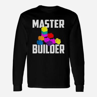 Master Builder Cute Master Block Builder Bricks Long Sleeve T-Shirt - Seseable