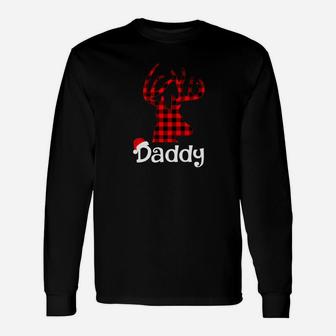Matching Christmas Shirts Plaid Reindeer Daddy Tshir Long Sleeve T-Shirt - Seseable