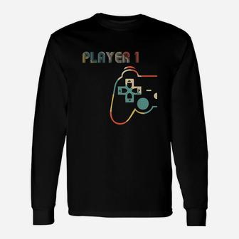 Matching Gamer Couple Tee Player 1 Player 2 Long Sleeve T-Shirt - Seseable