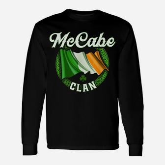 Mccabe Surname Irish Last Name Ireland Flag T-shirt Long Sleeve T-Shirt - Seseable