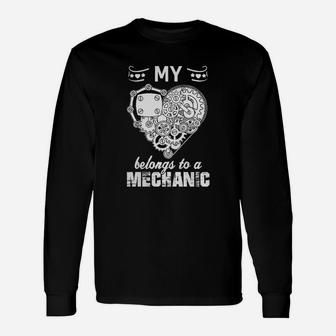 Mechanic My Heart Belongs To A Mechanic Shirt Long Sleeve T-Shirt - Seseable