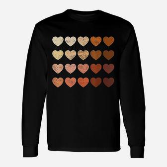 Melanin Hearts Vintage Valentines Day Long Sleeve T-Shirt - Seseable