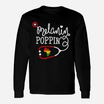 Melanin Poppin Melanin Black Nurse African Pride Long Sleeve T-Shirt - Seseable