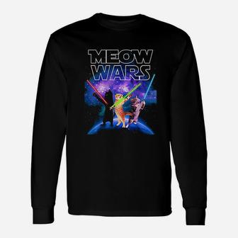 Meow Wars Cat Space Kitty For Cats Lovers Long Sleeve T-Shirt - Seseable