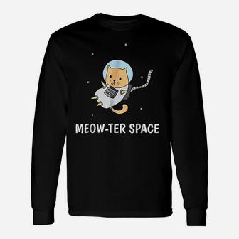 Meowter Space Cat Astronaut Long Sleeve T-Shirt - Seseable