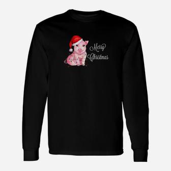Merry Christmas Pig Lovers Farmer Long Sleeve T-Shirt - Seseable
