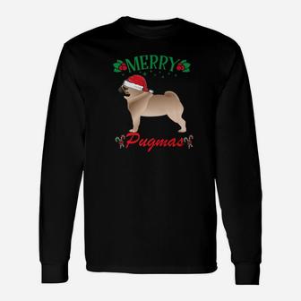 Merry Christmas Pug Dog Lover Pug Shirt Long Sleeve T-Shirt - Seseable