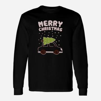 Merry Christmas Xmas Tree On Car Cute Xmas Long Sleeve T-Shirt - Seseable