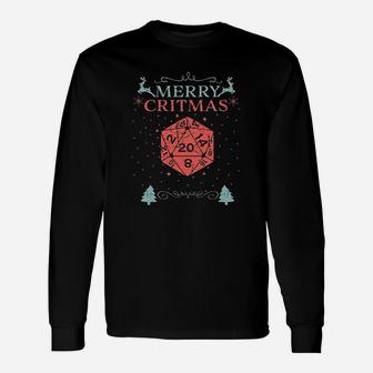 Merry Critmas 20 Sided Dice Rpg Christmas Holiday Board Game Long Sleeve T-Shirt | Seseable UK