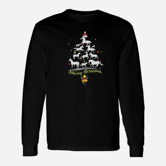 Merry Horsemas Horse Lover Christmas Tree Xmas Long Sleeve T-Shirt - Seseable