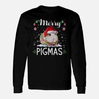 Merry Pigmas Christmas Santa Guinea Pig Lover Long Sleeve T-Shirt - Seseable