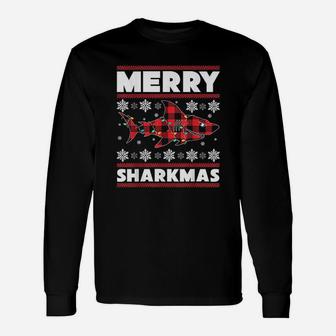 Merry Sharkmas Christmas Shark Lover Long Sleeve T-Shirt - Seseable