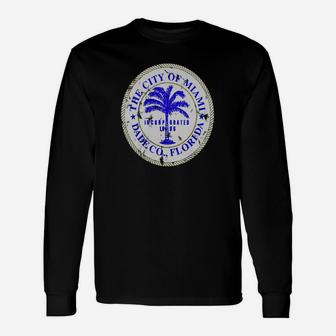 Miami Florida City Seal State Home Pride Dade County T-shirt Long Sleeve T-Shirt - Seseable