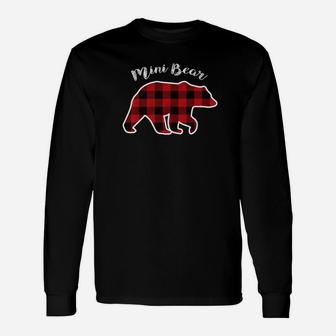 Mini Bear Red Plaid Christmas Pajama Long Sleeve T-Shirt - Seseable