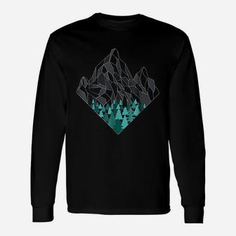 Minimal Mountains Geometry Outdoor Hiking Nature Long Sleeve T-Shirt - Seseable