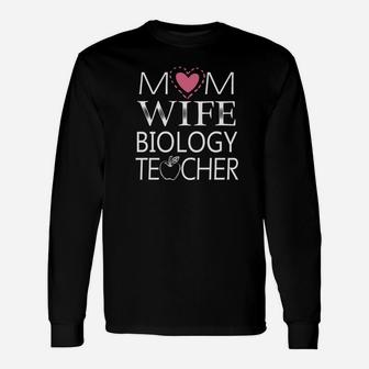 Mom Wife Biology Teacher Simple Art Long Sleeve T-Shirt - Seseable