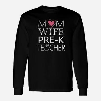 Mom Wife Prek Teacher Simple Art Long Sleeve T-Shirt - Seseable