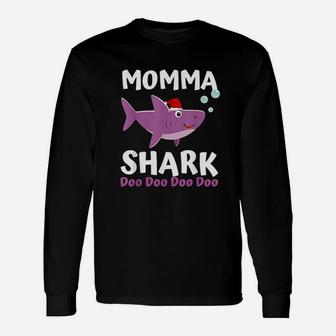 Momma Shark Christmas Cute Long Sleeve T-Shirt - Seseable