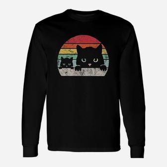 Mommy Cat Vintage Black Cat Cute Animal Long Sleeve T-Shirt - Seseable