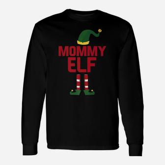 Mommy Elf Christmas Season Dad Mom Matching Pajama Long Sleeve T-Shirt - Seseable