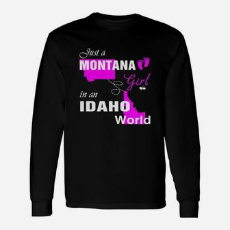 Montana Girl In Idaho Shirts,montana Girl Tshirt,idaho Girl T-shirt,idaho Girl Tshirt,montana Girl In Idaho Shirts,idaho Girl Hoodie Long Sleeve T-Shirt - Seseable