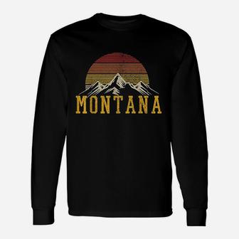 Montana Vintage Mountains Nature Hiking Outdoor Long Sleeve T-Shirt - Seseable