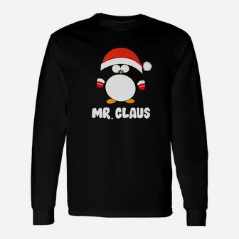 Mr Claus Shirt Mr Mrs Claus Pajama Santa Costume Outfit Papa Long Sleeve T-Shirt - Seseable
