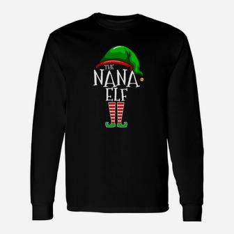 The Nana Elf Matching Group Christmas Grandma Long Sleeve T-Shirt - Seseable