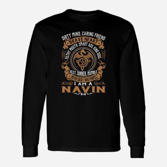 Navin Brave Heart Dragon Name Long Sleeve T-Shirt - Seseable