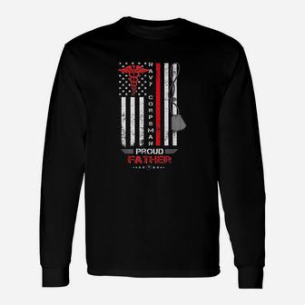 Navy Corpsman Proud Father, best christmas gifts for dad Long Sleeve T-Shirt - Seseable