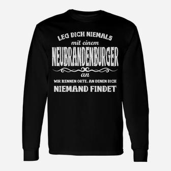 Neubrandenburger Warnung Schwarzes Langarmshirts, Humorvolles Design - Seseable