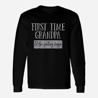 New Grandpa First Time Grandfather New Grandkids Long Sleeve T-Shirt - Seseable