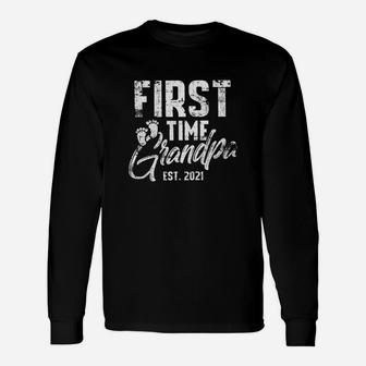 New Grandpa First Time Soon To Be Grandpa 2021 Long Sleeve T-Shirt - Seseable