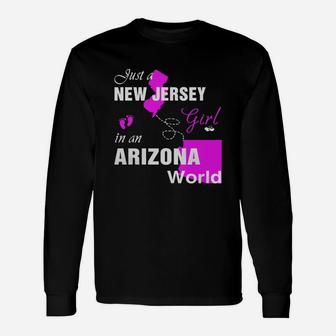 New Jersey Girl In Arizona Shirts,new Jersey Girl Tshirt,arizona Girl T-shirt,arizona Girl Tshirt,new Jersey Girl In Arizona Shirts,arizona Girl Hoodie,new Jersey Girl Shirt Long Sleeve T-Shirt - Seseable