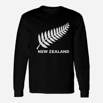 New Zealand Retro Soccer Rugby Kiwi Fern Crest Graphic Long Sleeve T-Shirt - Seseable