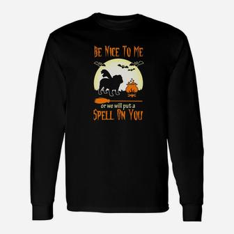 Be Nice To Me English Bulldog Dog Halloween Long Sleeve T-Shirt - Seseable