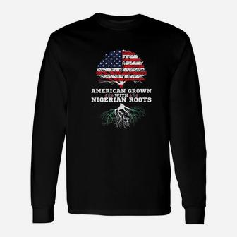 Nigerian American American Grown With Nigeria Roots Long Sleeve T-Shirt - Seseable