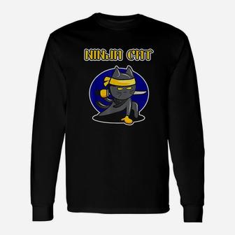 Ninja Cat For Men And Women Cool Ninja Cat Long Sleeve T-Shirt - Seseable